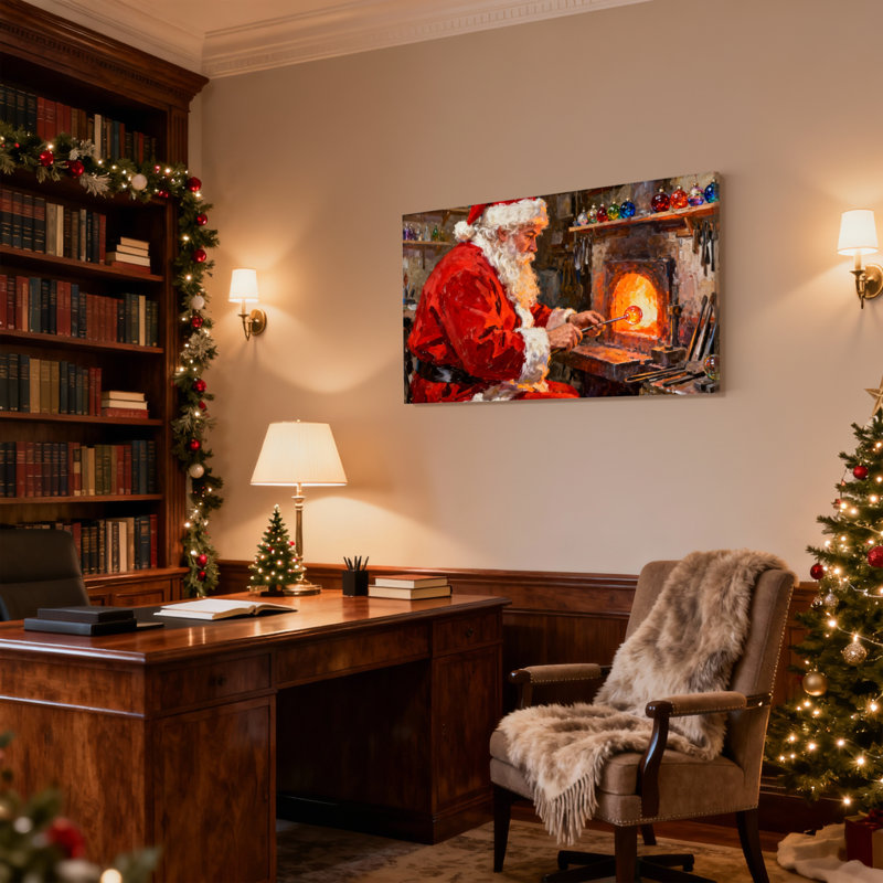 Ensemble de 3 impressions sur toile, décorations de Noël en verre, atelier de Noël, H 20 po x l 30 po