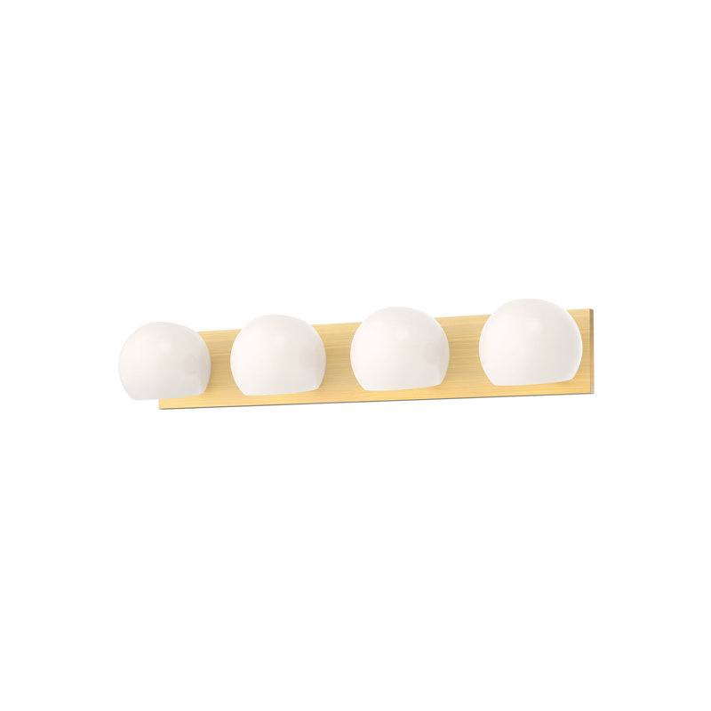 Brushed Gold Opal Matte Glass 4-Light Bathroom Fixture