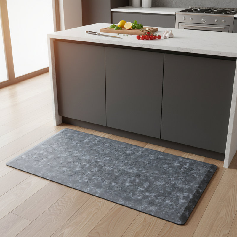Water Resistant Anti-Fatigue Non-Skid Kitchen Mat, Navy Blue, Rectangle 1'5" x 2'4"