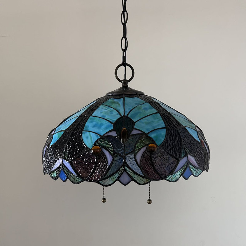 Ruya Bronze Stained Glass LED Hanging Lighting Fixture