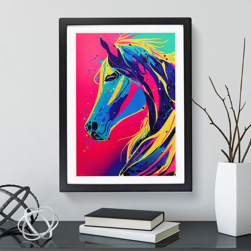 Horse Splash No.2 Abstract - Single Picture Frame Print, 64cm H x 46cm W x 2cm D, Black Framed
