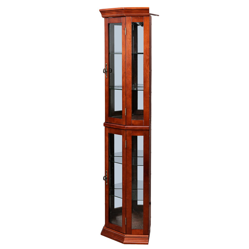 Fabuleuse vitrine ajustable avec tablette ajustable, dossier en miroir, montrer à votre héritage de magnifiques tablettes en noyer, présente des beaux-arts