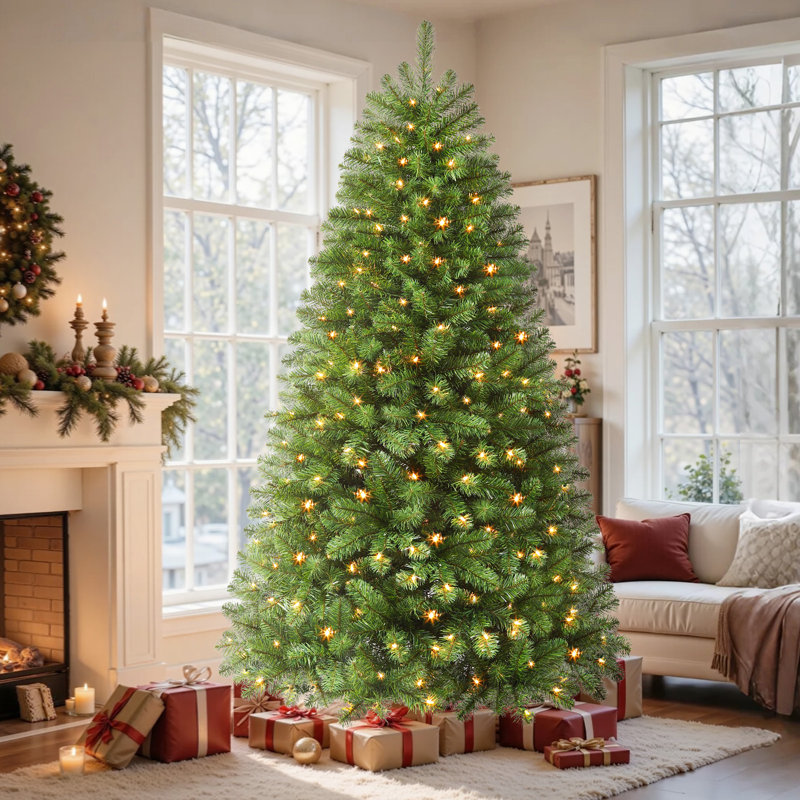 Lighted Artificial Christmas Tree, 7' H
