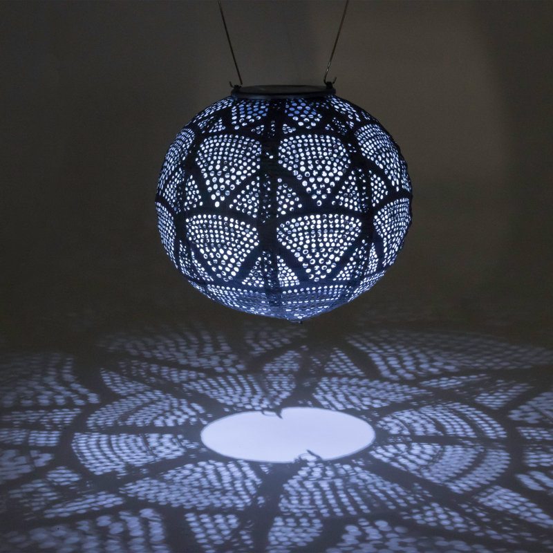 8'' Metallic Blue Solar Powered LED Outdoor Lantern