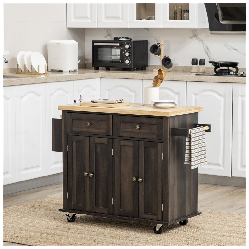 Modern Rolling Kitchen Island Cart With Spice Rack, Adjustable Shelves, And Easy-Glide Drawers For Enhanced Storage And Mobility