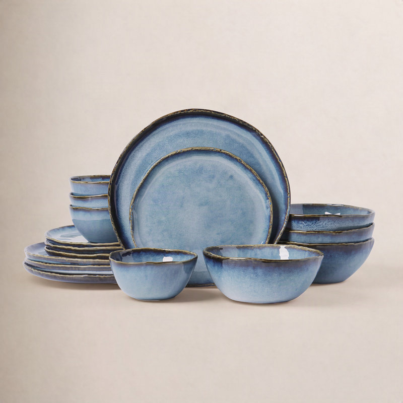 Lucca 16 Piece Stoneware Dinnerware Sets-Service For 4, Blue