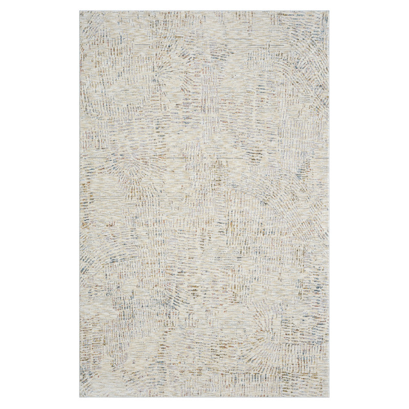 Conrado Performance Modern Abstract Light Gray/ Ivory Rug, Rectangle 9' x 12'
