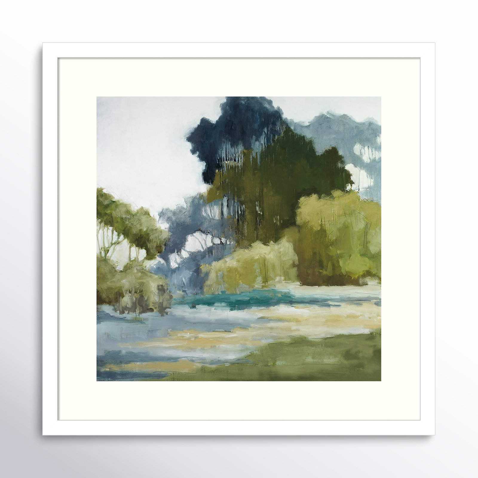 Bean Fileds Tall Trees by Jacqueline Ellens, Gray Framed Paper, 19" H x 19" W