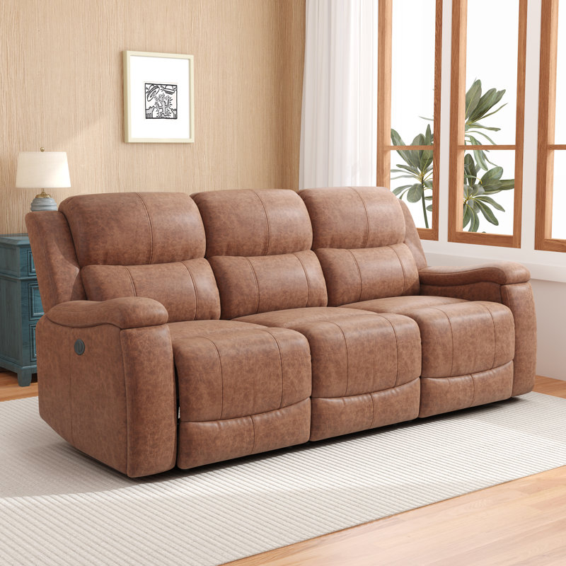 Canapé inclinable électrique en cuir Menges, H 41 po x l 79 po x P 37 po, 3