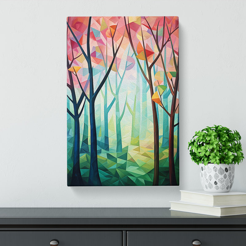 Spring Forest Cubism - Wrapped Canvas, 50cm H x 35cm W x 3cm D