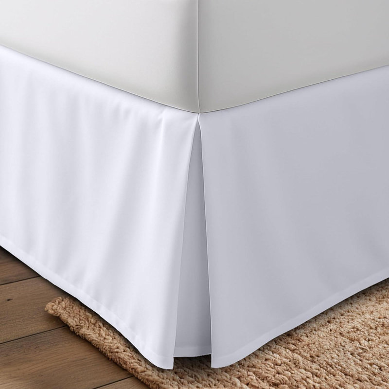 3-Sided Queen Bed Skirt With Tailored  Drop, 100% Microfiber, Hotel Quality, Solid, White