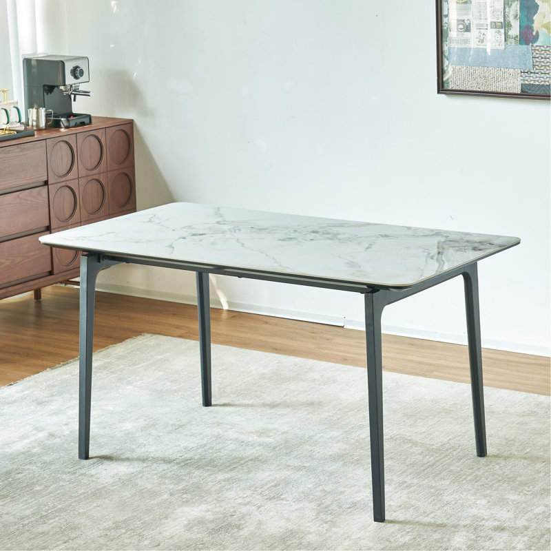 Luxury Sintered Stone Geology Table With Black Legs, 6-8 Geologists Glossy Soap Making