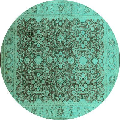Tapis oriental en laine / polyester tissé à la machine en bleu