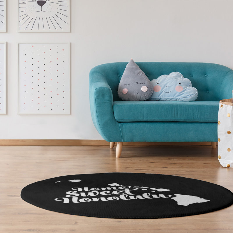 Tapis en poly-chenille honolulu hawaii, Rond 5 pi