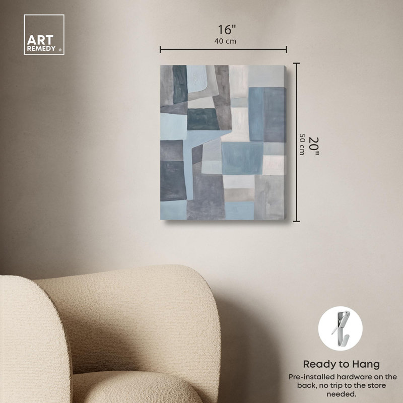 Tessellated Tones I, toile abstraite contemporaine par Art Remedy, H 20 po x l 16 po, Toile tendue avec châssis