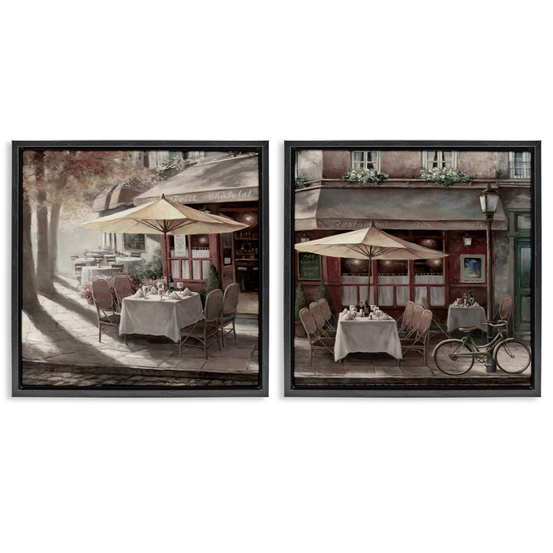 Ensemble de 2 toiles flottantes encadrées, City Design, par T.C. Chiu, H 18 po x l 18 po, Cadre flottant noir de jais