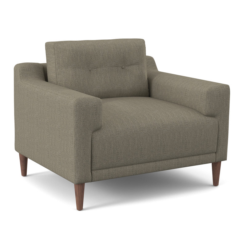 Chaise avec accoudoirs en polyester touffetée de l 39 po Yvenson, Vibe Haze chenille