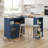 Rolling Pantry Cabinet, Kitchen Island with Extended Table, LED Lights, Power Outlets, Fluted Glass Doors & Storage Shelves, Navy Blue-1496492140