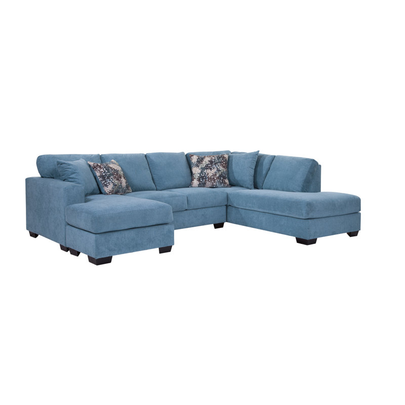Romaya 2 - Piece Upholstered Sectional, Blue Chenille