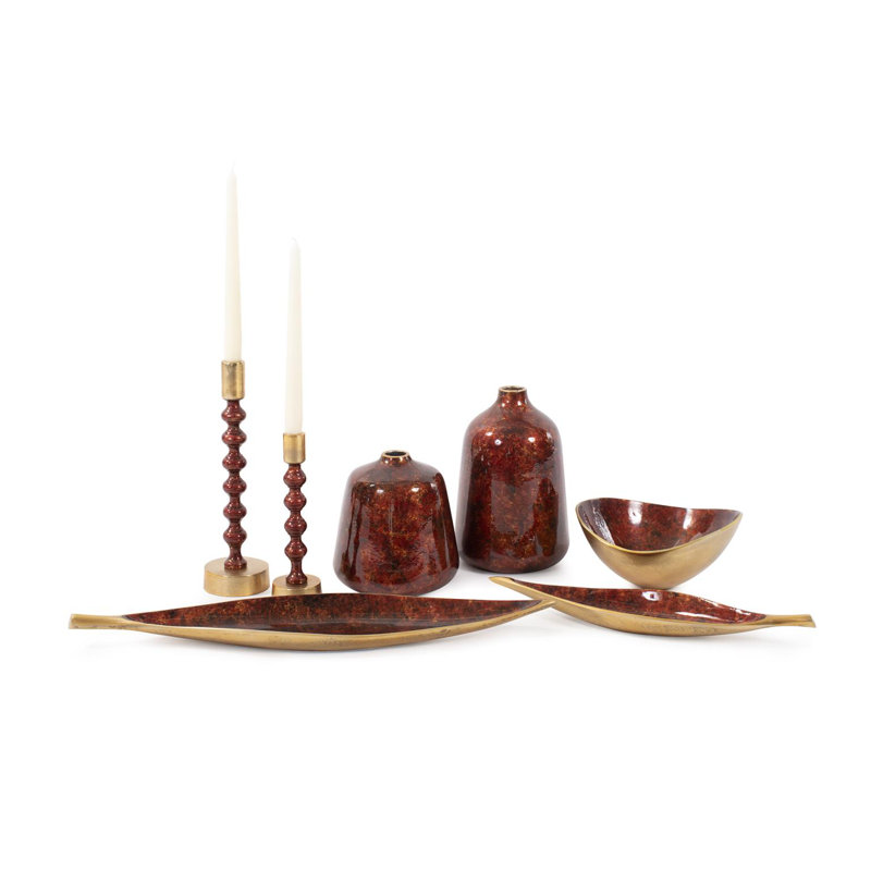 Sharma Crimson Gold Slanted Vase Large