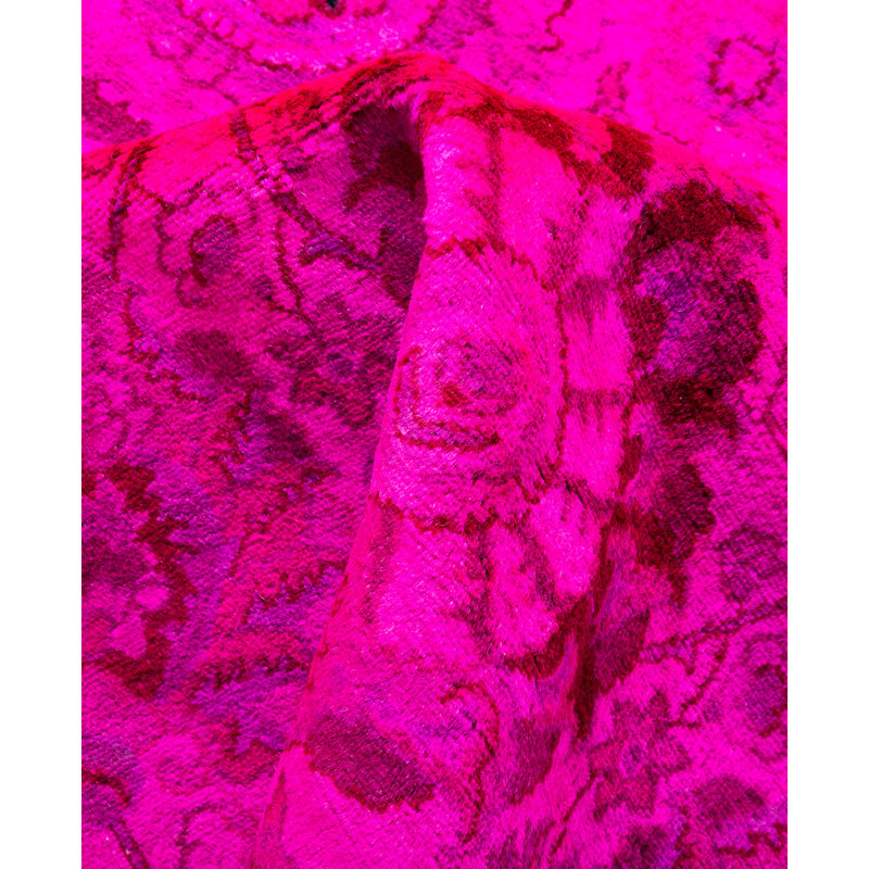 Overdyed Hand-Knotted Wool Modern-Contemporary Pink Area Rug 8' 1" x 8' 1"