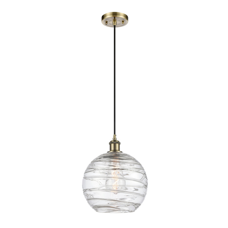 Mott 1-Light Single Pendant, 100 Watt Vintage Incandescent Bulb, Antique Brass, 8" H x 6" W x 6" D