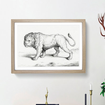 Prowling Lion by Jean Bernard - Picture Frame Drawing Print