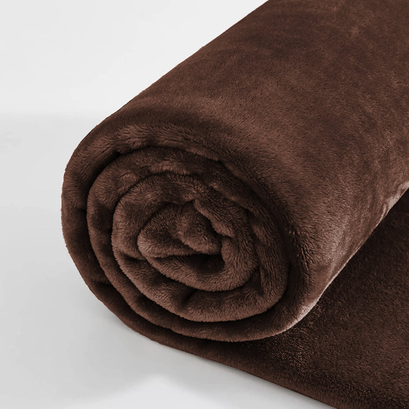 Ultra Soft Plush Faux Fur Reversible Fleece Blanket, King, Coffee