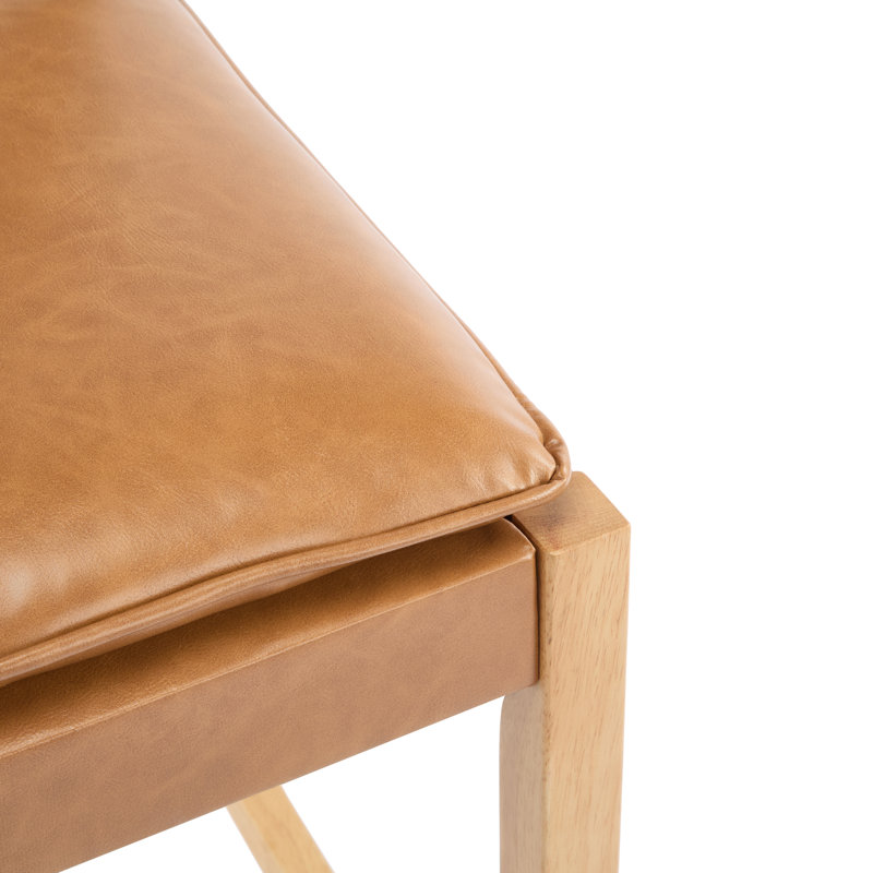 Ensemble de 4 tabourets de bar à dossier tissé moderne en sergé avec structure en bois d'hévéa naturel et revêtement en polyuréthane