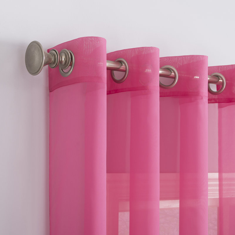 Panneau de rideau diaphane avec œillets Caspian, l 59 po x L 63 po, Rose