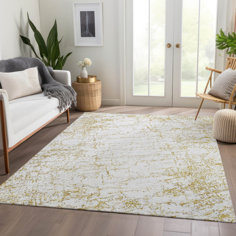 Tapis intérieur / extérieur en polyester tissé à la machine Karter, Rectangle 2 pi 6 po x 3 pi 10 po