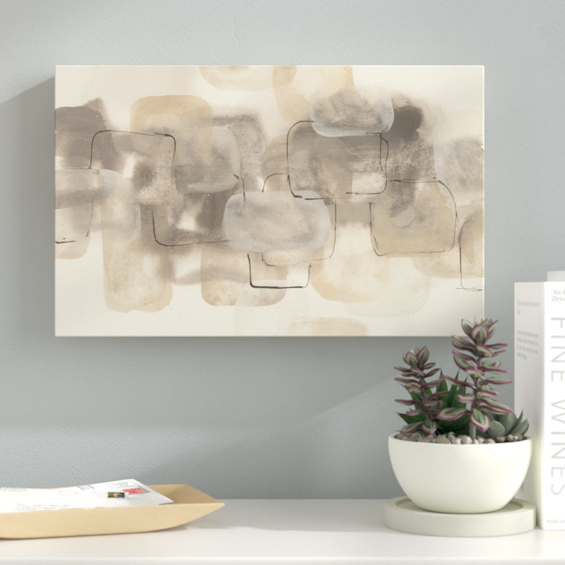 « neutral stacking iii », reproduction de peinture à l’acrylique sur toile tendue, H 12 po x l 19 po x P 2 po