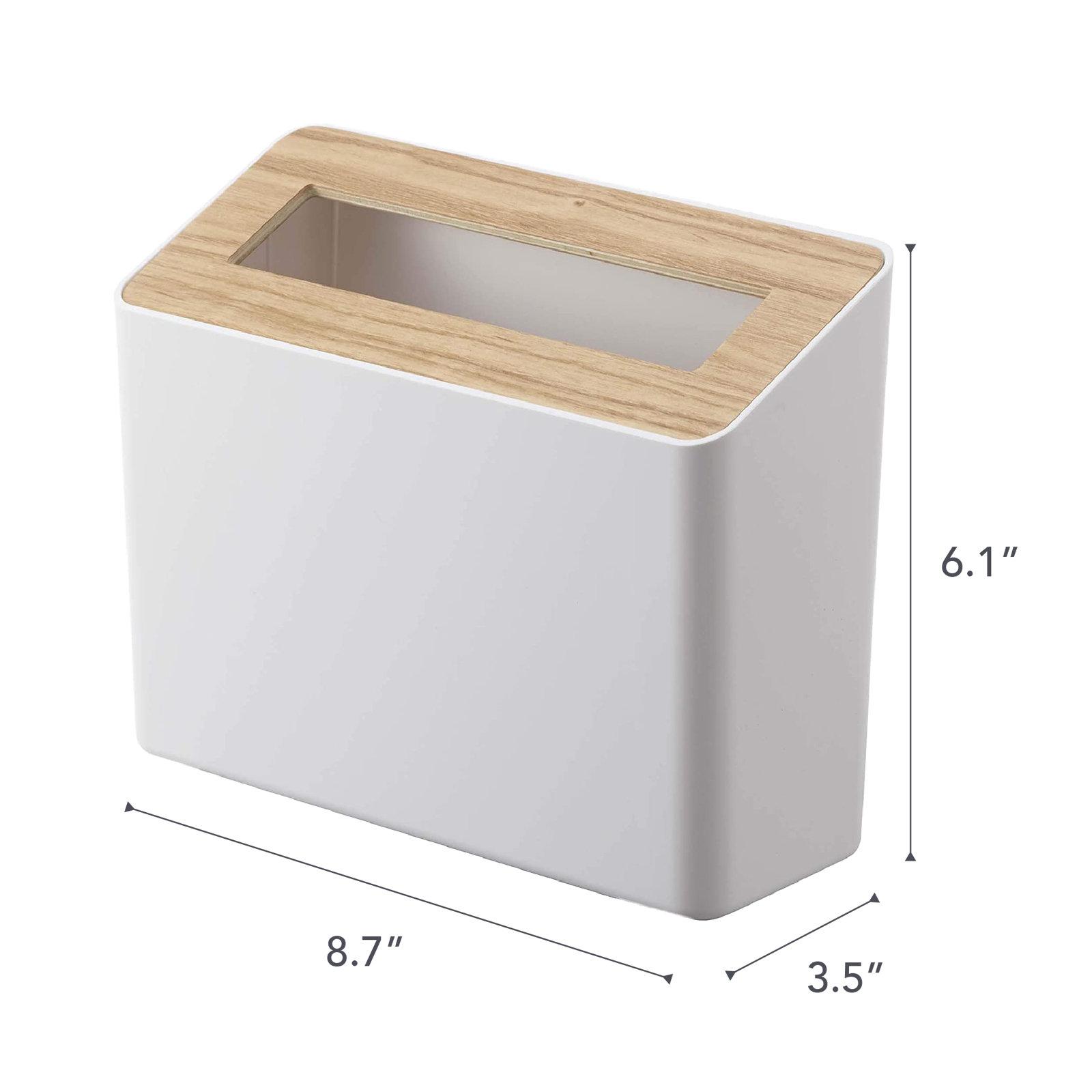 Yamazaki Home 0.45gal Table Top Trash Can, White/Natural