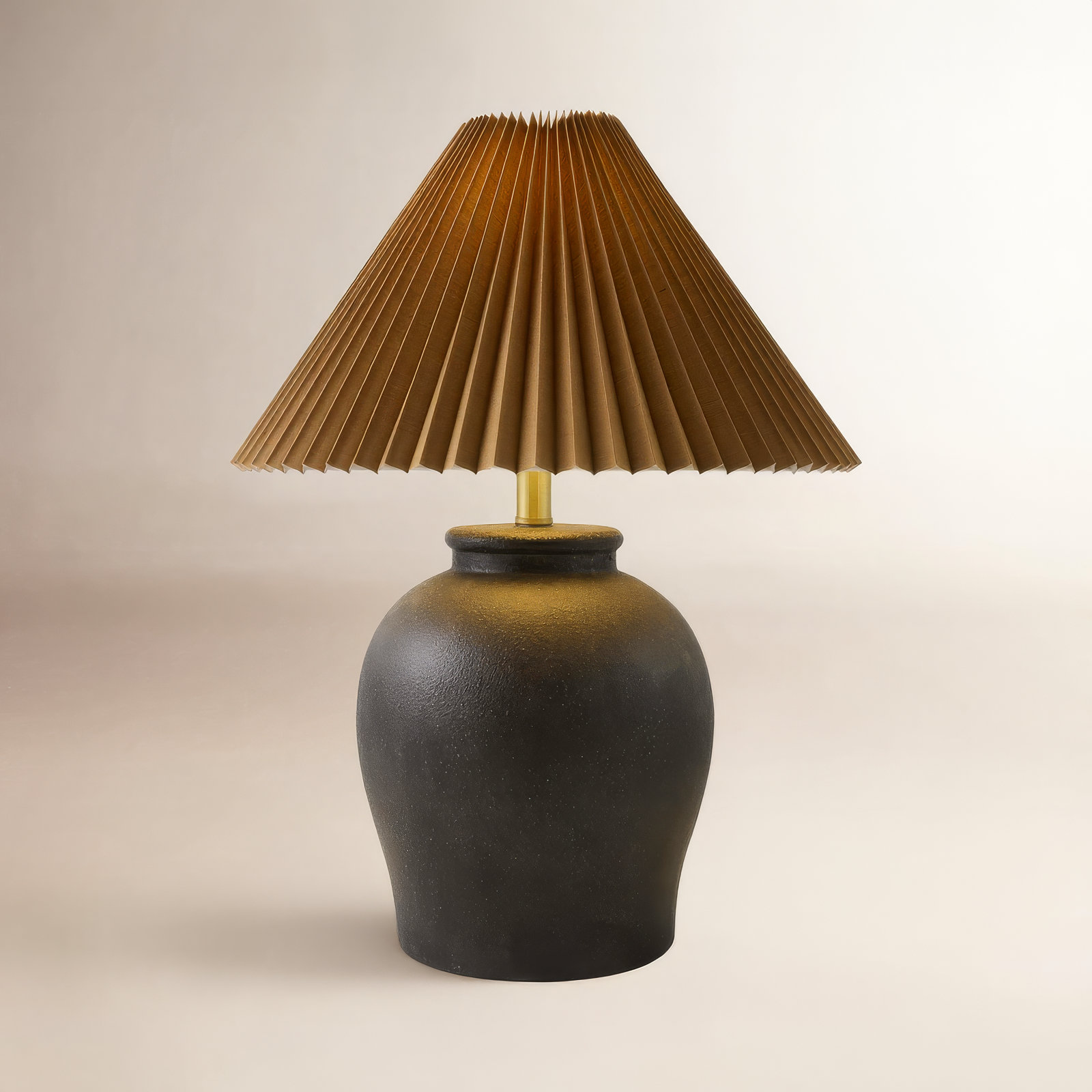 Chemise 22" Ceramic Table Lamp, Black, Brown Pleated