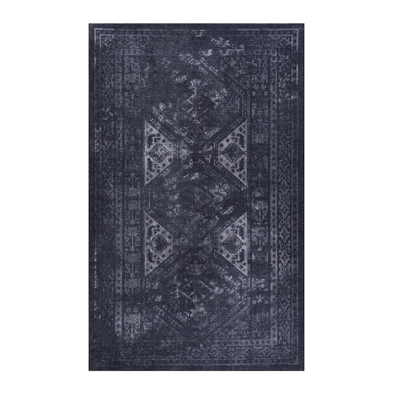 Tapis noir et gris lavable, Rectangle 9 pi x 12 pi
