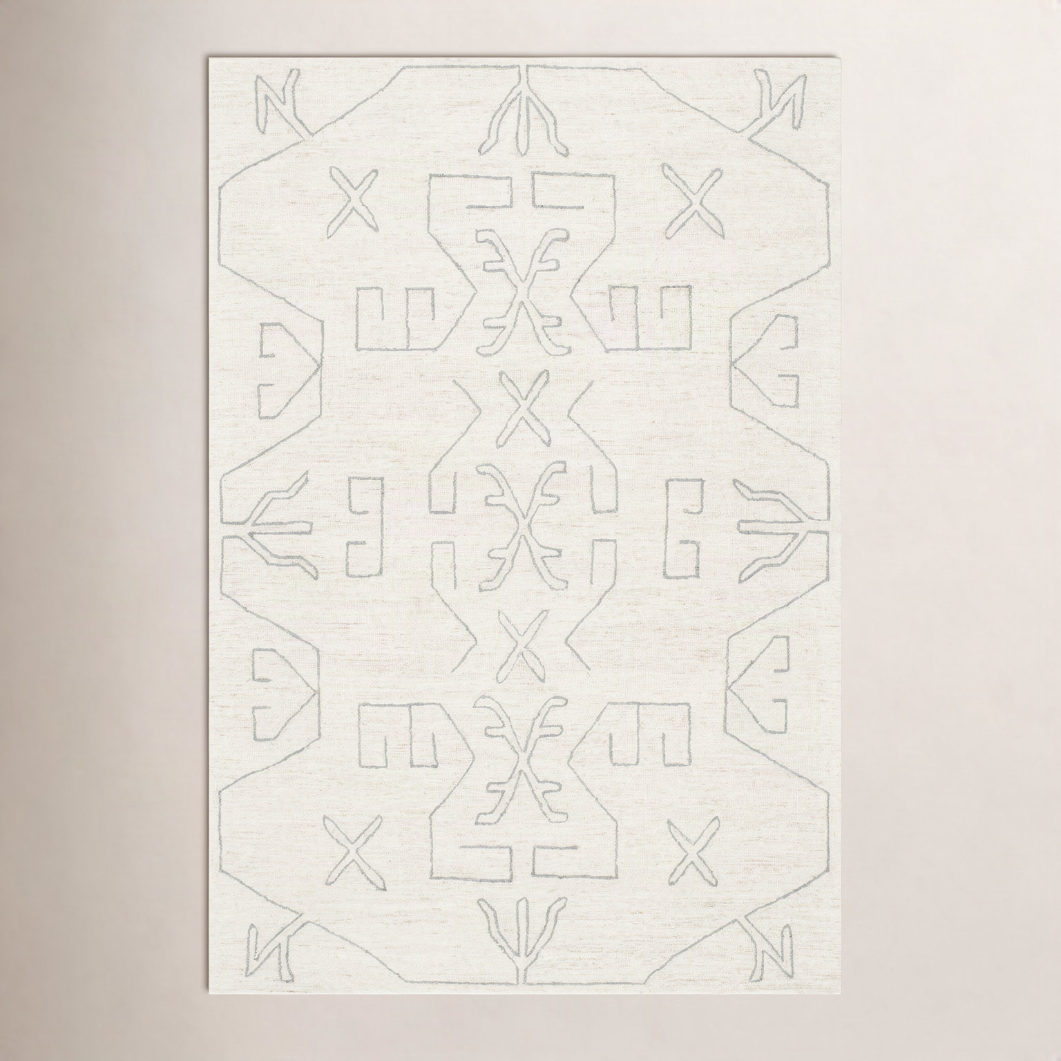 Milada Wool Ivory/Gray Rug, Rectangle 2' x 3'