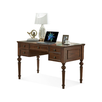 Dark Walnut Rectangular Solid Wood with 5 drawers desk by Dwelling Living