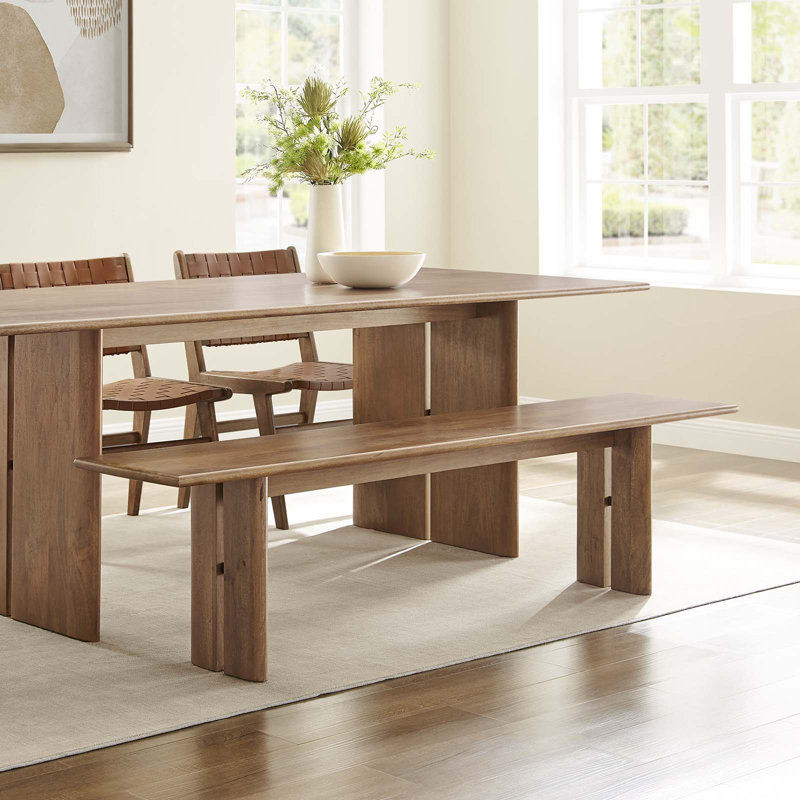 Banc en bois Amistad par Modway, Noyer, H 18,5 po x l 72 po x P 15 po