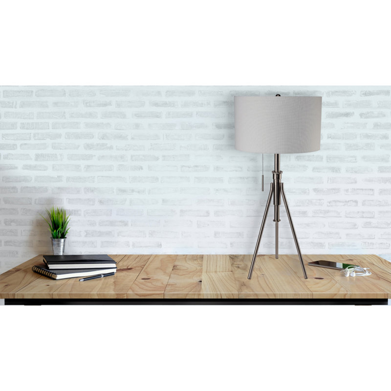 Lampe de table à trépied réglable 32-37 "H, Argent argent