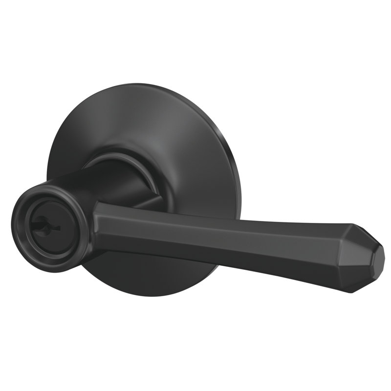 Dempsey Keyed Entry Lever with Plymouth Trim, Yes, Keyed Alike, Matte Black