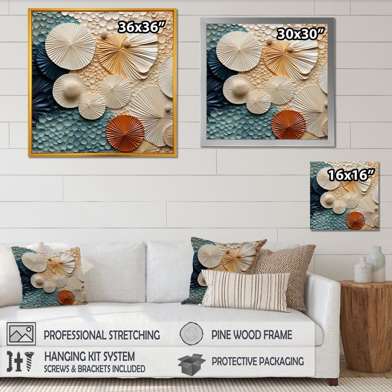 " Seacreature Reflections IV ", 36" H x 36" W x 1.5" D, Gold Single Picture Framed