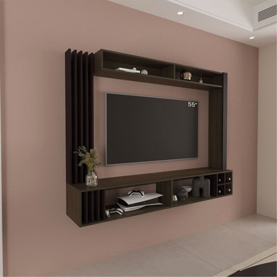 Meuble audio-vidéo H 55,1 po, 8 tablettes, noyer foncé / wengé noir