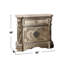 Table de chevet en marbre à 1 tiroir et 2 portes en bois, argent antique, plateau doublé de feutre, façade française, arrêt, fermeture manuelle, rangement dans la chambre à coucher, peuplier massif et tiroir, caractéristique, fermeture, bois