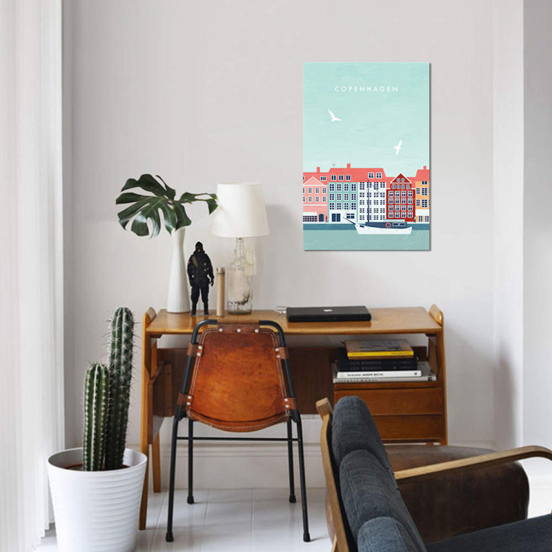 « copenhague », impression sur toile, H 26 po x l 18 po x P 1,5 po, Pas de tapis, Toile tendue