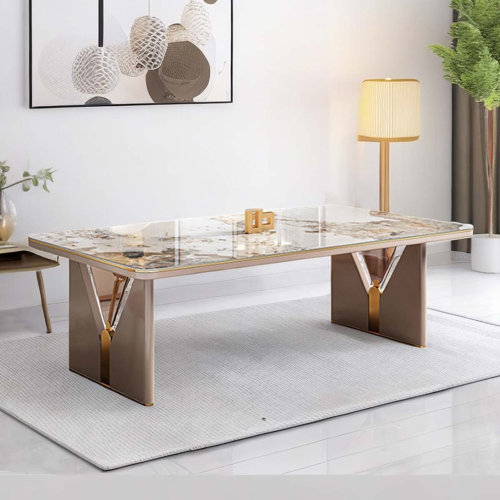 Everly Quinn Yerli Metal Base Dining Table | Wayfair