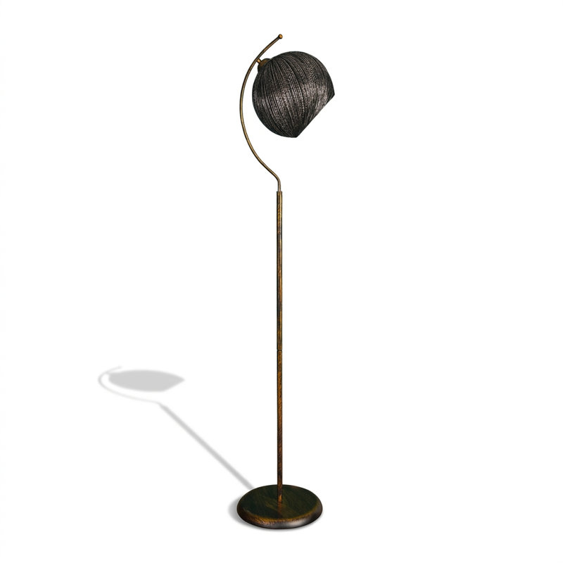 Lumina Black Woven Boho Floor Lamp