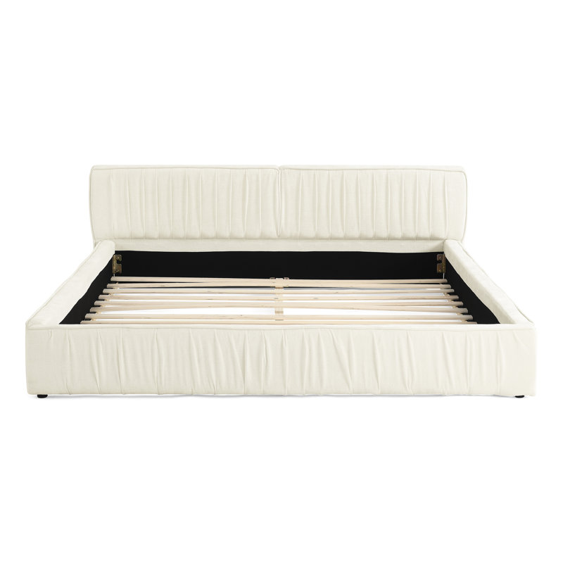 Queen Size Upholstered Bed Frame, Beige