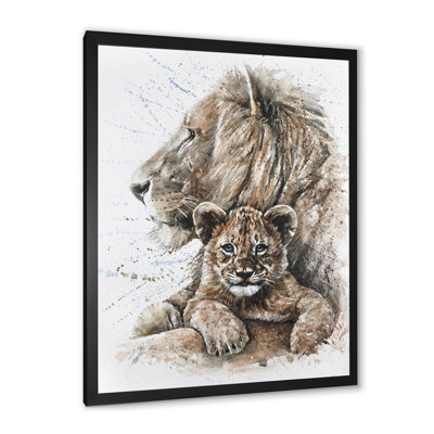" Lion Dad Son " Painting Print