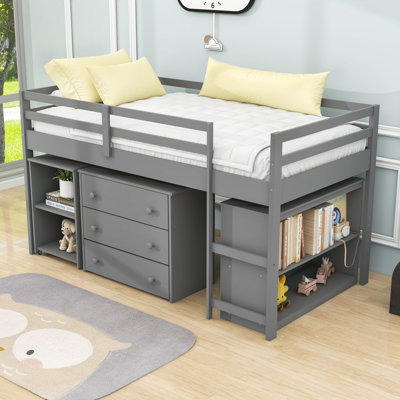 Elieser Kids Twin Loft Bed with Drawers