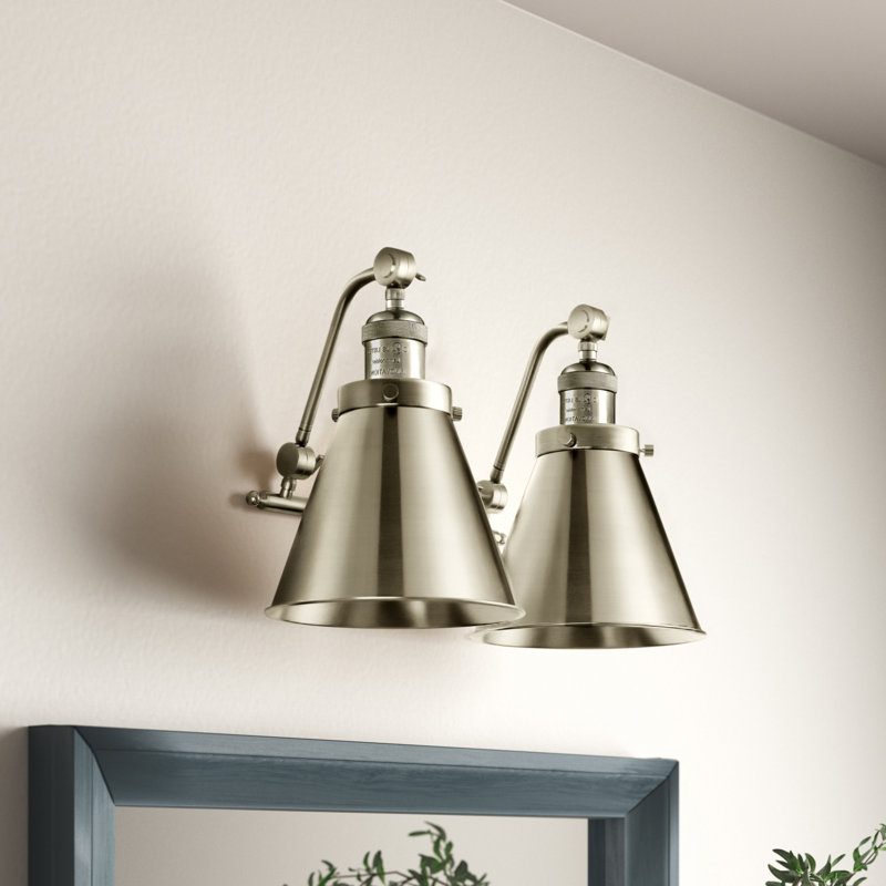 Éclairage pour salle de bain à 2 lumières à intensité variable Donovan, Incandescente, Nickel satiné brossé